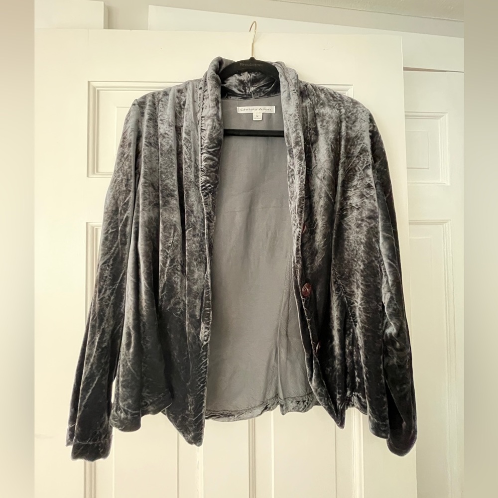 Steel blue crushed velvet top